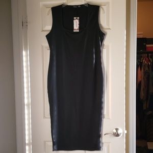 plus midi bodycon black dress